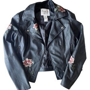 American Rag Faux Leather embroidered floral jacket